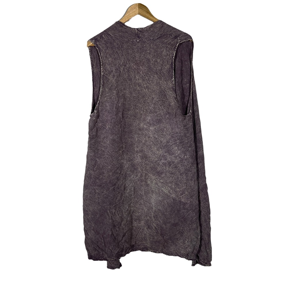 Magnolia South Mineral Wash Open Front Longline Vest Purple Lagenlook Size L - Picture 5 of 6
